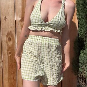 Princess Polly Lime Gingham Ruffle Set